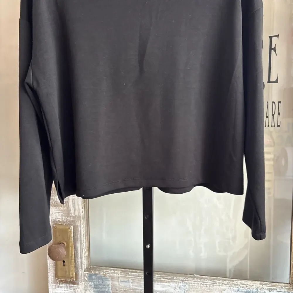 Women’s Elie Tahari Cropped Oversize Black Blouse Size Medium